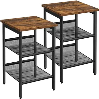 Produktbild von VASAGLE Nachttische, Beistelltisch-Set, 2er-Set Sofatisch, kleine Couchtische mit verstellbaren Gitterböden, Wohnzimmer, Schlafzimmer,