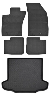 Image de Tapis en caoutchouc + bac de coffre pour Fiat Tipo II 2015- (berline) – 5 pièces, noirs, sur mesure