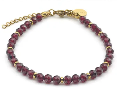 Produktbild von LAVISA Granat Edelstein Armband - 4mm Perlen - Echte Naturstein Perlen | Kristallperlen, Heilsteine | Onesize mit Verlängerung (Granat)