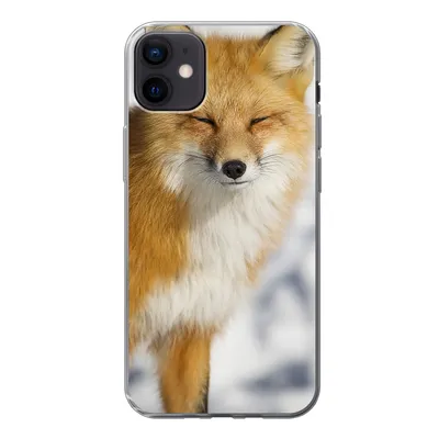 Produktbild von MuchoWow® Handyhülle Schutzhülle Hülle für iPhone 12 mini Fuchs - Schnee - Rot Silikon Softcase Handy Hülle - Bild