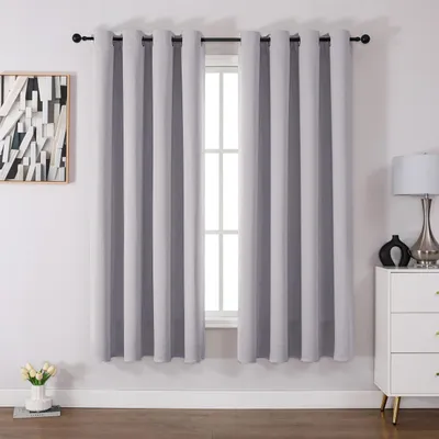 Productafbeelding van Verduisterende thermische gordijnen met oogjes, 117x183 cm, grijs