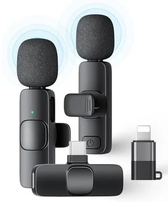 Obrázek produktu pro Miniaturní mikrofon – bezdrátový klipový mikrofon – Plug and Play – 2 vysílače – potlačení šumu – mikrofon pro videozáznamy, podcasty, YouTube, TikTok, vlogy