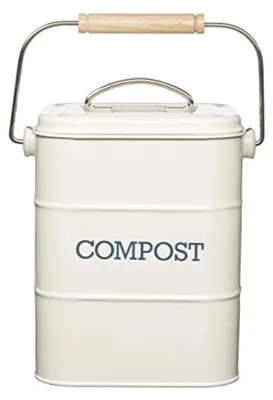 Productafbeelding van KitchenCraft Living Nostalgia keukencompostbak, metaal, 16,5 x 12 x 24 cm, antiek crème