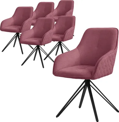 Obrázok produktu pre ML-Design 6x jedálenská stolička otočná, staroružová, z tkanej textílie s kovovými nohami