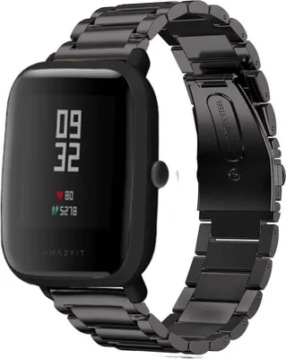 Produktbild von Strap-it Titanarmband - Kompatibel mit Amazfit Bip Armband Ersatzarmband Edelstahl - Titanium - Hochwertiges Material - für Smartwatch 20mm Armband Schwarz
