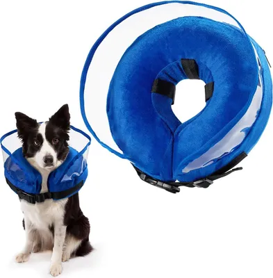 Produktbild von Halskrause Hund, Aufblasbar Leckschutz Hund Katze Abnehmbar Hundekragen für Genesung nach Operationen Oder Wunden für Hunde(L)