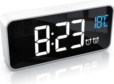 Produktbild von BEARWARE Digital Wecker LED, Reisewecker, einstellbare Helligkeit Snooze per Touch, Dual Alarm, Snooze, Temperaturanzeige, USB wiederaufladbar, weiß