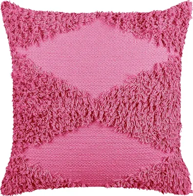 Produktbild von BELIANI Dekokissen Rosa Baumwolle 45 x 45 cm Bezug mit Füllung Reißverschluss Strukturiert Geometrisches Muster Boho Wohnzimmer Schlafzimmer Deko