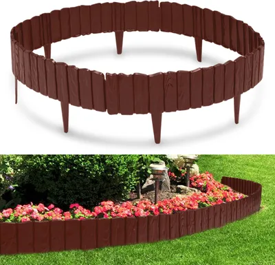 Image de TolleTour 8 pièces Bordure de pelouse aspect bois Bordure de parterre plastique pour jardin, prairie 4,6m brun