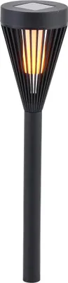 Image de Poteau de jardin torche solaire noir 40 cm rond Ø7,5 cm couleur chaude LED 0,06 W IP44 FLAME Eko-Light