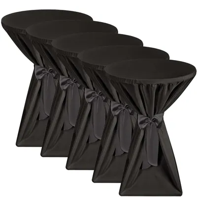 Produktbild von Beautissu 5X Premium Stehtischhussen 60 cm Blickdicht Schwarz