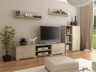 Produktbild von Wohnwand Szopen Per La Vita, Modern Schrankwand, Wohnzimmerschrank Sonoma