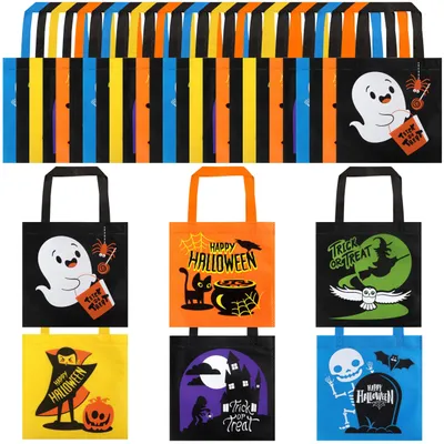 Produktbild von JOYIN 32 Non-Woven-Halloween-Taschen-Geschenktüten für Kinder, 6 Muster-Design-Tüten für Süßes oder Saures für Halloween-Partygeschenke, wiederverwend
