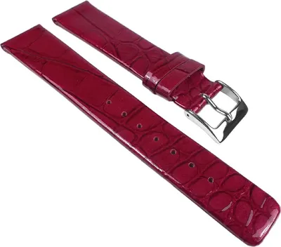 Produktbild von Ersatzband Uhrenarmband Leder Band Rot, glänzend mit Kroko Prägung 25265S, Stegbreite:20mm