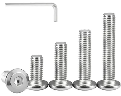 Zdjęcie produktu dla Śruby z łbem płaskim i gniazdem sześciokątnym M8 x 25 mm, 10 sztuk, pełny gwint, stal nierdzewna 304, do