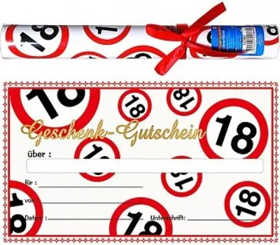 Produktbild von Riesen-Geschenk-Gutschein in Papp-RÜhre 18. Geburtstag