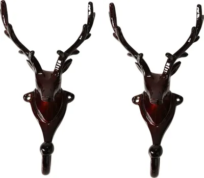 Produktbild von Wandgarderobe Kleiderhaken 2er SET Geweih in Braun Hirschgeweih Hirschkopf Geweih Hirsch Haken Wandhaken Aluminium Geweihhaken Wanddeko Dekoration Geschenk