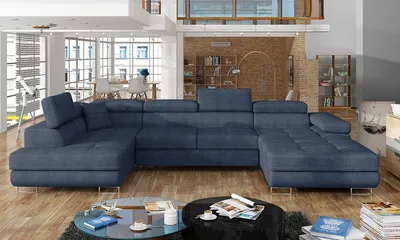 Produktbild von NABBI Ecksofa U mit Zerlegung Rossano U L - blau (Omega 86)
