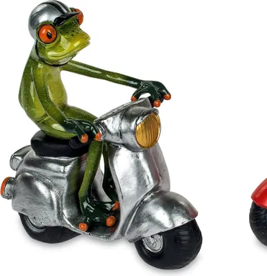Produktbild von Dekofigur Froschmann mit Helm auf Roller H. 16cm hellgrün Formano Froschhausen