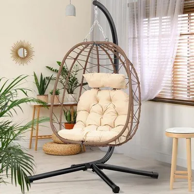 Produktbild von Famanu Hängesessel Cocoon mit Kissen und Gestell - Rot - 195 x 120 x 108 cm