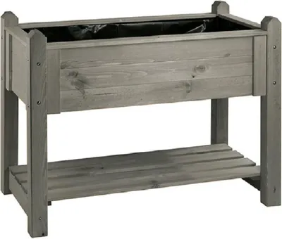 Produktbild von Hochbeet Premium mit Rollen aus Kiefernholz Vintage-Grau, 114x60x84,4 cm