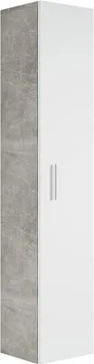 Produktbild von Badezimmerschrank Pluto 30 x 30 x 150 cm Beton Grau mit Weiß Matt - Hoch Badschrank mit 1 Tür