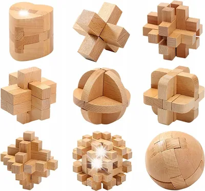 Produktbild von Logikrätsel Holzpuzzle Set 9 Teile DIY Spiel