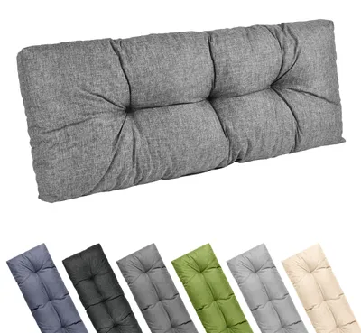 Image de Coussin de dossier Garronda, 120x45 cm, épaisseur 12 cm, résistant à l'eau, aux UV et aux intempéries. Canapé en palettes modèle GD-0252, couleur grise