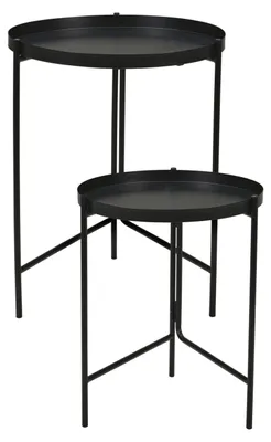 Produktbild von Home & Styling Beistelltisch/Pflanzenstander-Set - 2-teilig - schwarz - Metall - 31x38 und 36x45