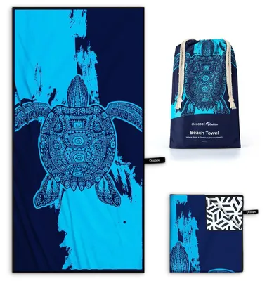 Produktbild von Mikrofaser Strandtuch 160x80 cm Schnell Trocknend Sandfrei Schildkröte