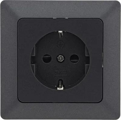 Produktbild von ChiliTec 23036 MILOS Schutzkontakt-Steckdose, Anthrazit 250V/ 16A, OHNE Rahmen, Klemmanschluss