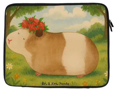 Produktbild von Mr. & Mrs. Panda Laptop Tasche Meerschweinchen Weisheit Design 33 x 42 cm - Weiß - Geschenk, Hülle, Realität, Lustige Sprüche, Case, Spruch, Laptoptasche, Wunder