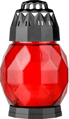 Produktbild von Bolsius Grablaterne Diamond aus Glas rot 178/108 mm