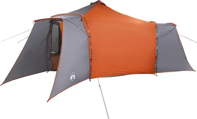 Produktbild von vidaXL Tipi Zelt mit Dach Grau und Orange 492 x 492 x 275 cm Taft