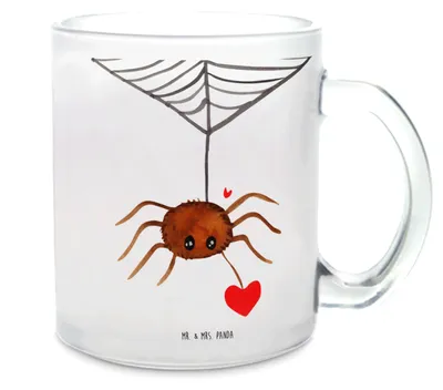 Produktbild von Mr. & Mrs. Panda Trinkglas Spinne Agathe Liebe - Transparent - Geschenk, Haferl, Liebesbeweis, Verliebt, Tee Tasse, Teeglas, Liebesgeschenk, Teetasse, Glasbecher