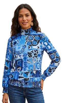 Produktbild von Desigual Damen Pauline gemusterte blaue Bluse S