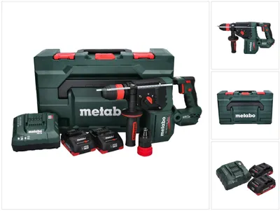 Image de Metabo KH 18 LTX BL 28 Q Marteau perforateur sans fil 18 V 3 J SDS plus Brushless + 2x batterie 4,0 Ah + chargeur + metaBOX