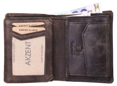 Produktbild von Akzent 3000257-001 Herrengeldbörse Echtleder RFID dunkelbraun 11,5 x 9 cm