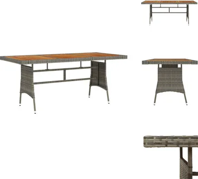 Obrázek produktu pro vidaXL Zahradní stůl šedý 160x70x72 cm polyratan a masivní dřevo akácie - Zahradní stoly