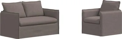Image de Ensemble de canapés vidaXL, 2 pièces, couleur taupe, revêtement en tissu