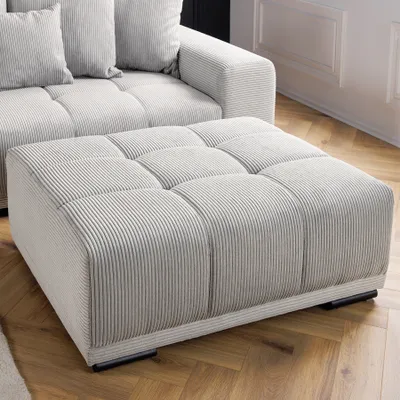 Produktbild von riess-ambiente Moderner Hocker ELEGANCIA 110cm champagner beige Cord Fußhocker Sitzhocker