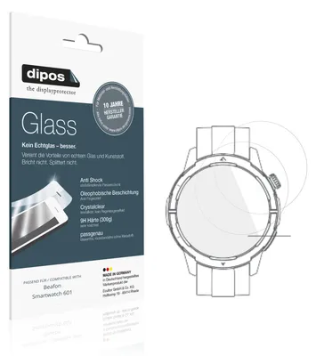 Produktbild von 2x Schutzfolie für Beafon Smartwatch 601 - Anti-Shock 9H Folie dipos Glass Kunststoffglas