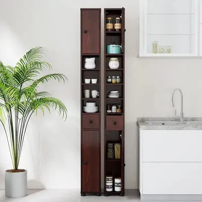 Immagine prodotto di Comodino da bagno stretto con ante e cassetto