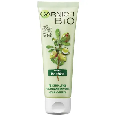 Produktbild von Garnier Argan Reichhaltige Feuchtigkeitspflege, Frauen, All ages, trockene Haut, Empflindliche Haut, Feuchtigkeitsspendend, Röhre, INGREDIENTS: AQUA / WATER - DICAPRYLYL ETHER - PROPANEDIOL - GLYCERIN - UNDECANE -...