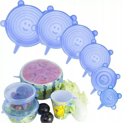 Productafbeelding van Universele Deksel Set – Siliconen Deksel 6 Stuks | Ø6,5–19 cm, Vriesvak en Magnetronbestendig | voor Glas Plastic Aluminium