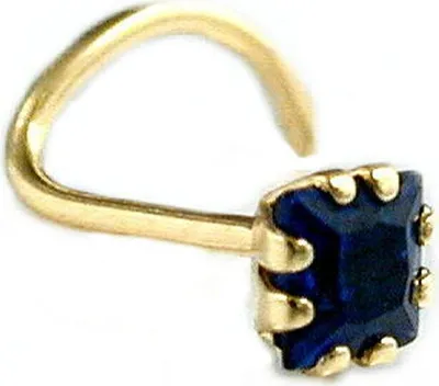 Produktbild von Nasenstecker 3x3mm Spirale mit Zirkonia safir-blau 18Kt GOLD