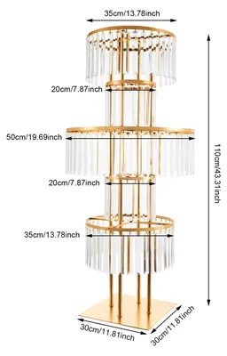 Obrázek produktu pro Stojánek na květiny, výška 110 cm - Kulatý dekorativní stojan s 5 úrovněmi - Dekorace na stůl a svatební dekorace - Kov a akryl - Zlatá barva