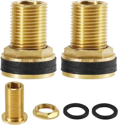 Productafbeelding van Tankaansluiting met schroefdraad, messing, 2 stuks, AG 1/2 inch x IG 3/8 inch, voor regenwater