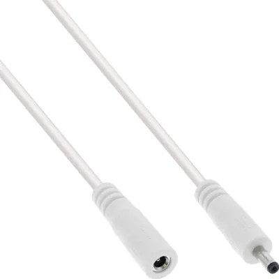 Produktbild von InLine DC Verlängerungskabel, DC Stecker/Buchse 3,5x1,35mm, AWG 18, weiß 5m, 5 m, 3.5 x 1.35 mm, 3.5 x 1.35 mm, 12 V, 11.6 A