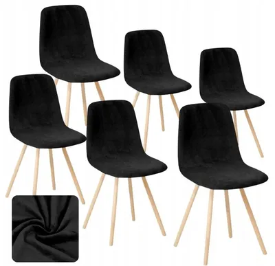 Produktbild von Stuhlhussen - Schwarz - 6 Stück - Samt - Bezug für Skandinavische Stühle - Universal - Stretch
